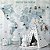 Papel de Parede Infantil de Mapa Mundi Azul pastel com Faixas e Animais - Imagem 5