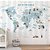 Papel de Parede Infantil de Mapa Mundi Azul pastel com Faixas e Animais - Imagem 2