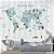 Papel de Parede Infantil de Mapa Mundi Azul pastel com Faixas e Animais - Imagem 1