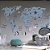 Papel de Parede Infantil de Mapa Mundi Azul com Cinza e Animais - Imagem 2