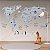 Papel de Parede Infantil de Mapa Mundi Azul com Cinza e Animais - Imagem 3