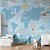 Papel de Parede Infantil de Mapa Mundi com Árvores e Montanhas de Gelo - Imagem 1