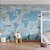 Papel de Parede Infantil de Mapa Mundi com Árvores e Montanhas de Gelo - Imagem 3
