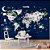 Papel de Parede Infantil de Mapa Mundi Azul com Branco e Bandeiras dos Países - Imagem 5
