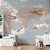 Papel de Parede Infantil de Mapa Mundi Bege com Nuvens, Aviões e Balões - Imagem 3