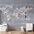 Papel de Parede Infantil de Mapa Mundi Cinza Com Faixas Cinza e Animais - Imagem 2