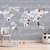 Papel de Parede Infantil de Mapa Mundi Cinza Com Faixas Cinza e Animais - Imagem 1