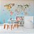 Papel de Parede Infantil de Mapa Mundi Colorido com Animais e Florestas - Imagem 1
