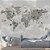 Papel de Parede Infantil de Mapa Mundi em Tons de Cinza com Nuvens, Aviões e Animais - Imagem 3