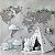 Papel de Parede Infantil de Mapa Mundi Cinza com Árvores e Animais - Imagem 5