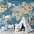 Papel de Parede Infantil de Mapa Mundi Bege e Azul com Balões e Aviões - Imagem 5