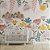 Papel de Parede infantil rama de flores aquarela lilas amarelo rosa - Imagem 3
