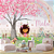 Papel de Parede Jardim encantado Infantil menina no balanço - Imagem 1