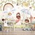 Papel de Parede Infantil Jesus no Jardim com os Anjinhos em aquarela - Imagem 1
