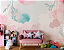 Papel de Parede Painel Fotográfico Folhas em Aquarela Rosa e azul - Imagem 1