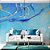 Papel de Parede Mármore Liquido Azul com Detalhes dourado - Imagem 1
