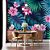 Papel de Parede Painel Fotográfico Folhas Gigantes com Flores Rosas - Imagem 1