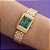 Relogio Rommanel Feminino - Dourado com Verde 8 Cristais - Resistent.a Água - Imagem 2