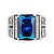 Anel Masculino Banhado Prata 925 Esterlina Ajustável com Pedra Azul Topázio Fusion Zircônia - Imagem 2