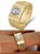 Anel Masculino Banhado a Ouro 18K Ajustável com Pedra Zircônia Pedraria - Imagem 1