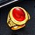 Anel Masculino Banhado a Ouro 18K Ajustável com Pedra Rubi Fusion - Imagem 5