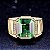 Anel Masculino Banhado a Ouro 18K Ajustável com Pedra Esmeralda Fusion - Imagem 2