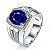 Anel Masculino Banhado Prata 925 Esterlina Ajustável Pedra Topázio Azul Fusion e Zircônias Frete Grátis - Imagem 1