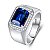Anel Masculino Banhado Prata 925 Esterlina Pedra Azul Topázio Fusion e Zircônia Ajustável Frete Grátis - Imagem 2
