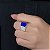 Anel Masculino Banhado Prata 925 Esterlina Pedra Azul Topázio Fusion e Zircônia Ajustável - Imagem 2