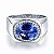 Anel Masculino Banhado Prata 925 Esterlina Pedra Azul Topázio Fusion e Zircônia Ajustável - Imagem 4