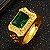Anel Dourado Banhado Pedra Verde Zircônias Ajustável - Imagem 4