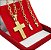 Kit Corrente Masculina + Pulseira + Pingente Cruz Banho 18K Top - Imagem 2