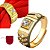 Anel Dourado Banhado com Zircônias Cravejadas Regulável + Saco Veludo - Imagem 1