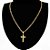 Cordão Corrente Aço Dourado Banhado a Ouro 18k + Pingente Cruz Pai Nosso - Imagem 3