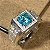 Anel Pedra Água Marinha Aquamarine Fusion Ajustável Unissex Banhado a Prata Luxo - Imagem 2