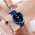 Relógio Feminino Azul Pulseira em Aço Magnética com Algarismos Romanos Céu Estrelado - Imagem 1