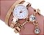 Relógio Feminino Dourado Bracelete Pulseira Duas Voltas Carude Strass - Imagem 4