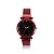 Relógio Feminino Vermelho com Pedras de Strass Pulseira em Aço Magnético - Imagem 5