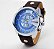 Relógio Masculino Curren Prata com Fundo Azul Pulseira de Couro Quartzo - Imagem 1