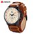 Relógio Masculino Curren com Números Pulseira de Couro Bracelete Fundo Branco Quartzo - Imagem 2