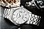 Relógio Masculino Branco Pulseira em Aço Prata King Quartzo Calendário - Imagem 2