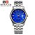 Relógio Masculino Azul Pulseira em Aço Prata Quartzo Calendário King - Imagem 4
