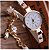 Relógio Feminino Rosê Bracelete Pulseira Duas Voltas Carude Strass Marfim - Imagem 3