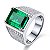 Anel Masculino Banhado Prata 925 Esterlina Ajustável Pedra Verde Esmeralda Fusion e Zircônias - Imagem 2