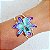 Bracelete Pintado á Mão Orquídea Bicolor Azul - Imagem 2
