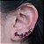 Brinco Ear Cuff zircônia rubi e ônix semijoia tendência - Imagem 1