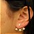 Brinco Ear Jacket gota zircônia quartzo rosa leitoso - Imagem 1
