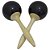 Kit 5 Pares de Maracas Redondo Preto em Madeira New York - Imagem 1