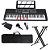 Kit Teclado Musical 61 Teclas Iluminadas Estudante Rhythmic 80 + Capa Suporte X e Pedal - Imagem 1