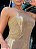VESTIDO TEC PAETE ABERT LATERAL DOURADO - Imagem 3